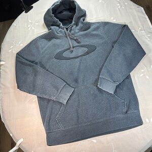 Y2K Oakley Washed Black Man Hoodie Size Large with Embroider Logo